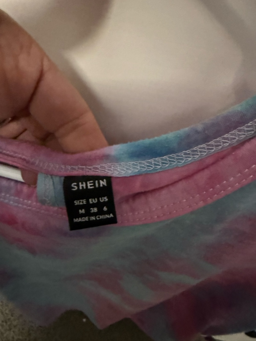 Tie-Dye Crop Tee - Pink & Aqua - Picture 3 of 3